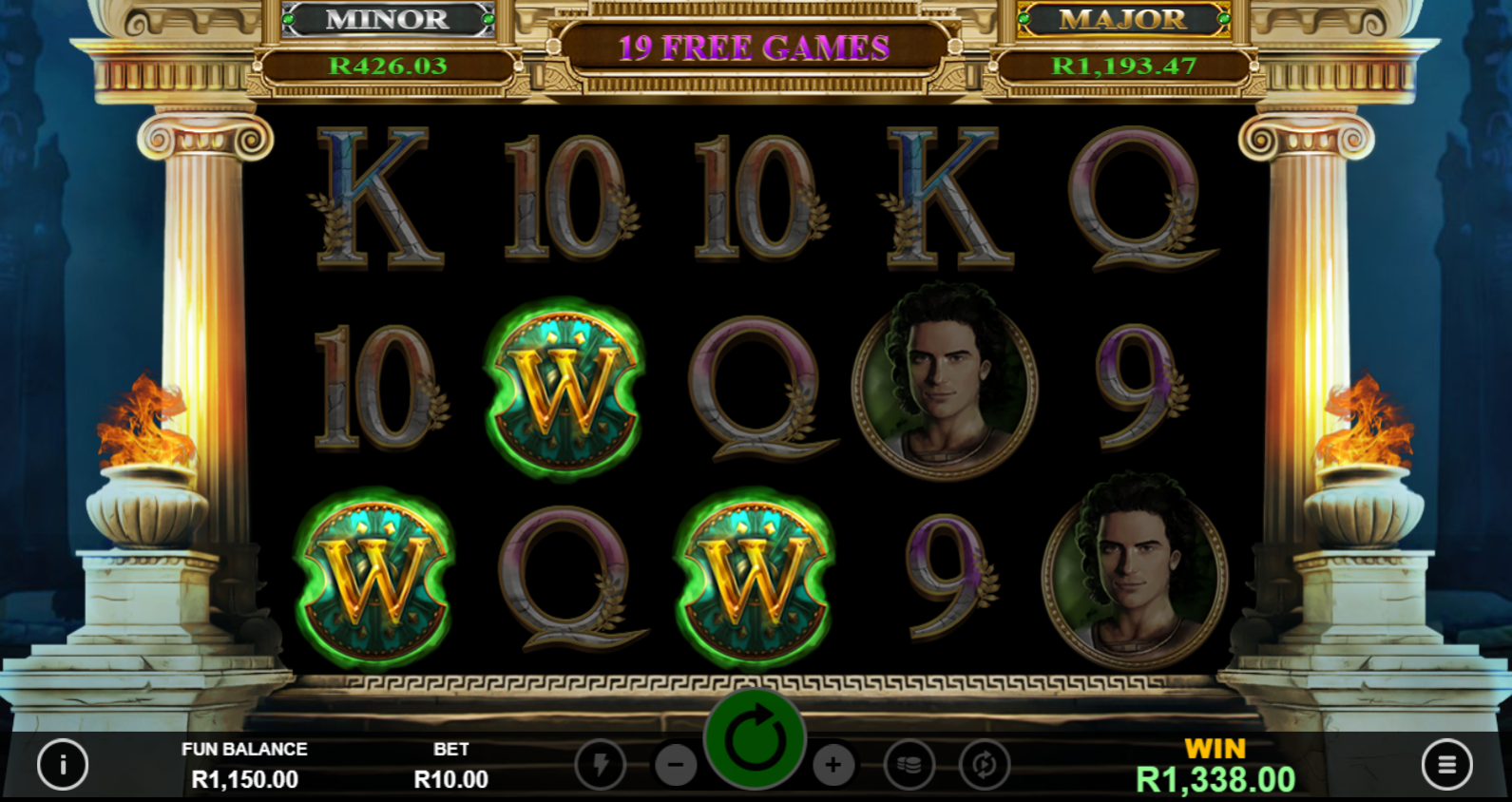 Achilles Deluxe slot packs a punch at Punt Casino, especially during bonus rounds with added features to help players win.