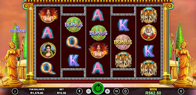 The bonuses in Legend of Helios slot at Punt Casino are mystery symbols, re-spin features, a bonus wheel, and four bonus games.