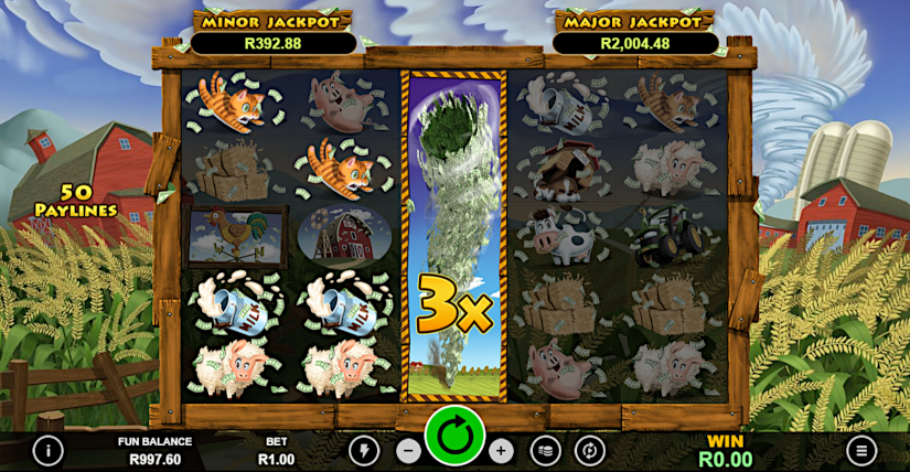 Twister Wilds slot at Punt Casino has a bonus feature that sees the third reel turn completely Wild with a 3x multiplier to help you win bigger.