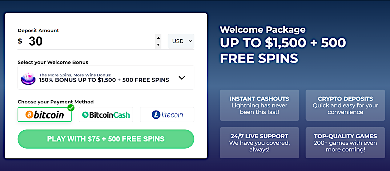 The Punt Casino quick-deposit window offers fast and safe crypto deposits, account registrations, and casino bonuses ready to claim.