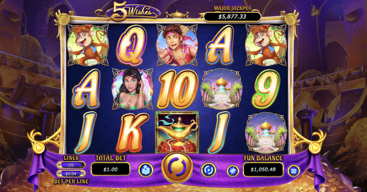 Punt Casino’s list of anime slots includes 5 Wishes slot offering a progressive jackpot and a free spins bonus game.