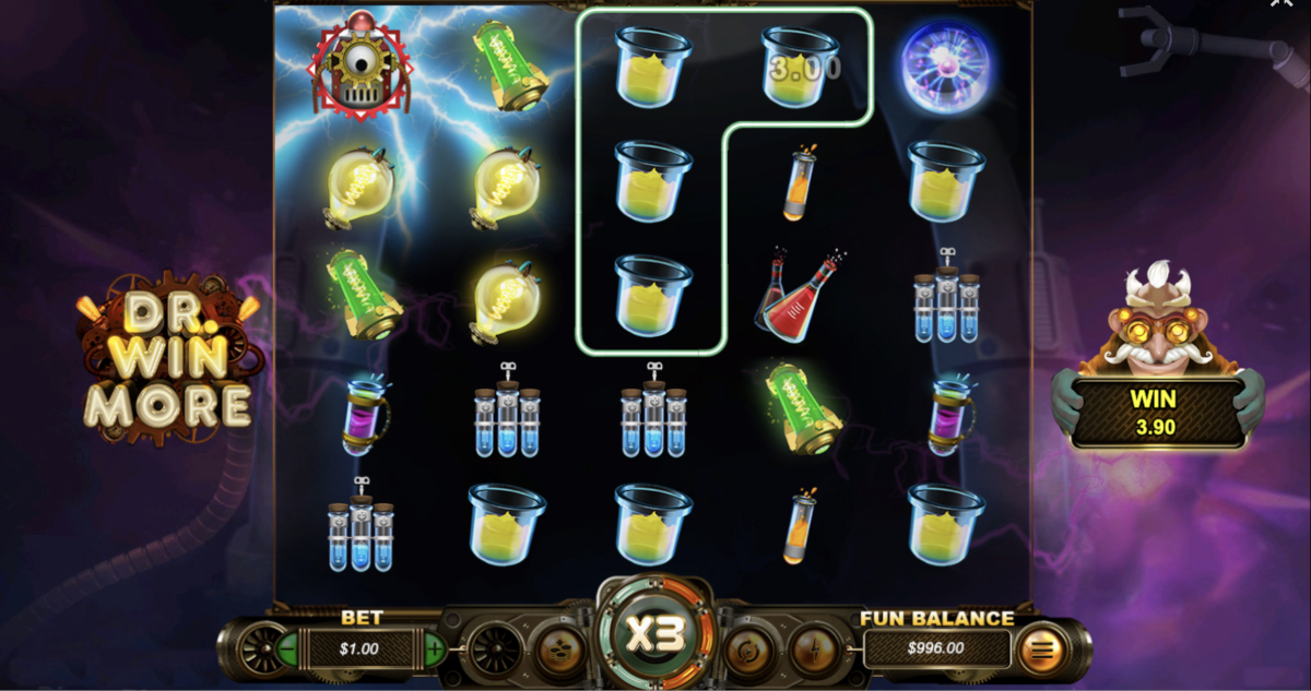 Dr. Winmore slot at Punt Casino includes exciting slot game features such as cascading symbols and increasing multipliers.