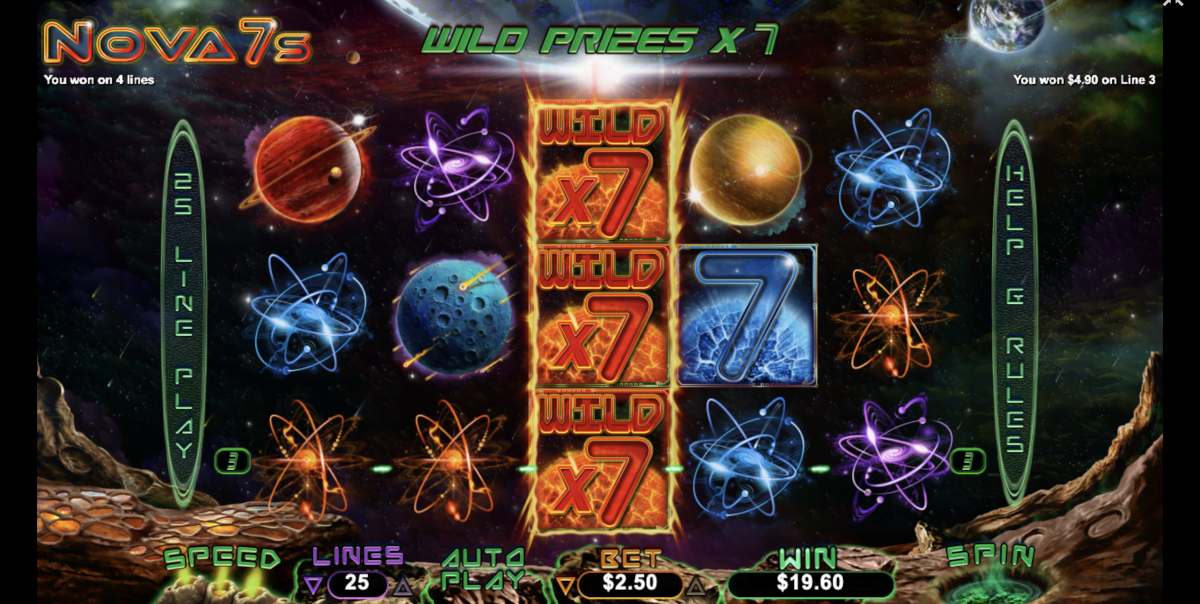 Nova 7s slot at Punt Casino has multiplier Wild symbols which expand over the entire reel for bigger payouts.