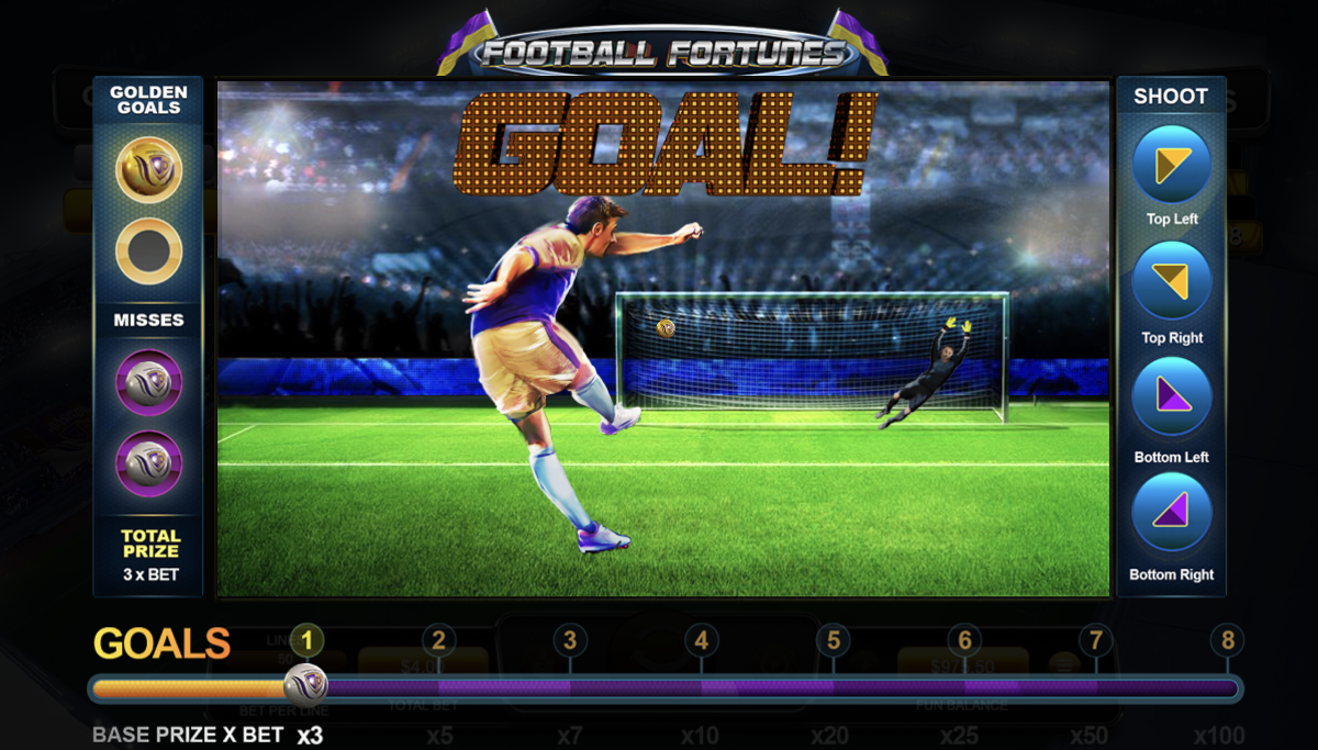 Football Fortunes slot at Punt Casino offers a thrilling bonus round where you get to kick at the goals.