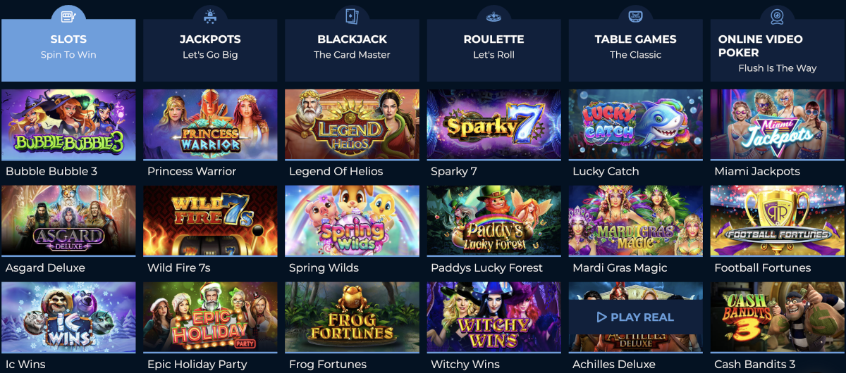 Punt Casino games include slots, table games, jackpot games, blackjack, roulette, and online video poker.
