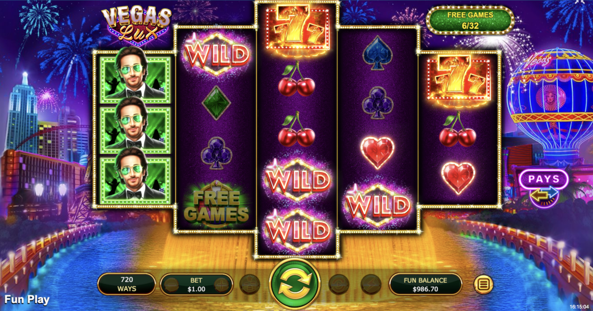 Vegas Lux slot at Punt Casino is a Las Vegas-themed casino game with free games features.