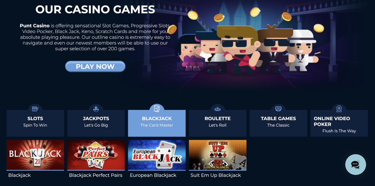 Punt Casino offers exciting online blackjack games that can all be played using cryptocurrency.